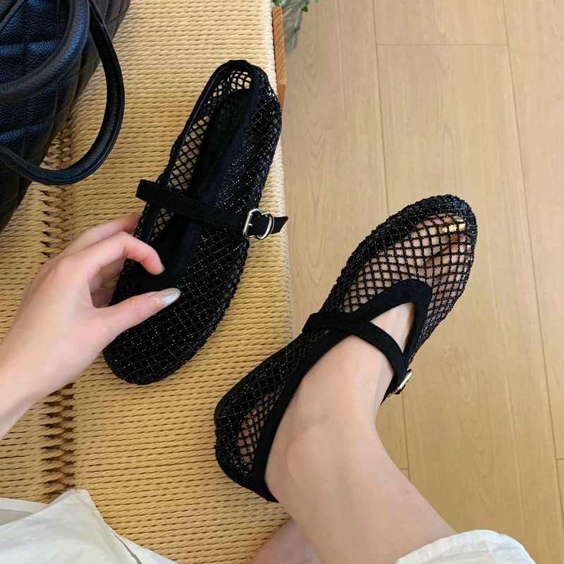 輕奢水鑽網紗瑪莉珍平底鞋16