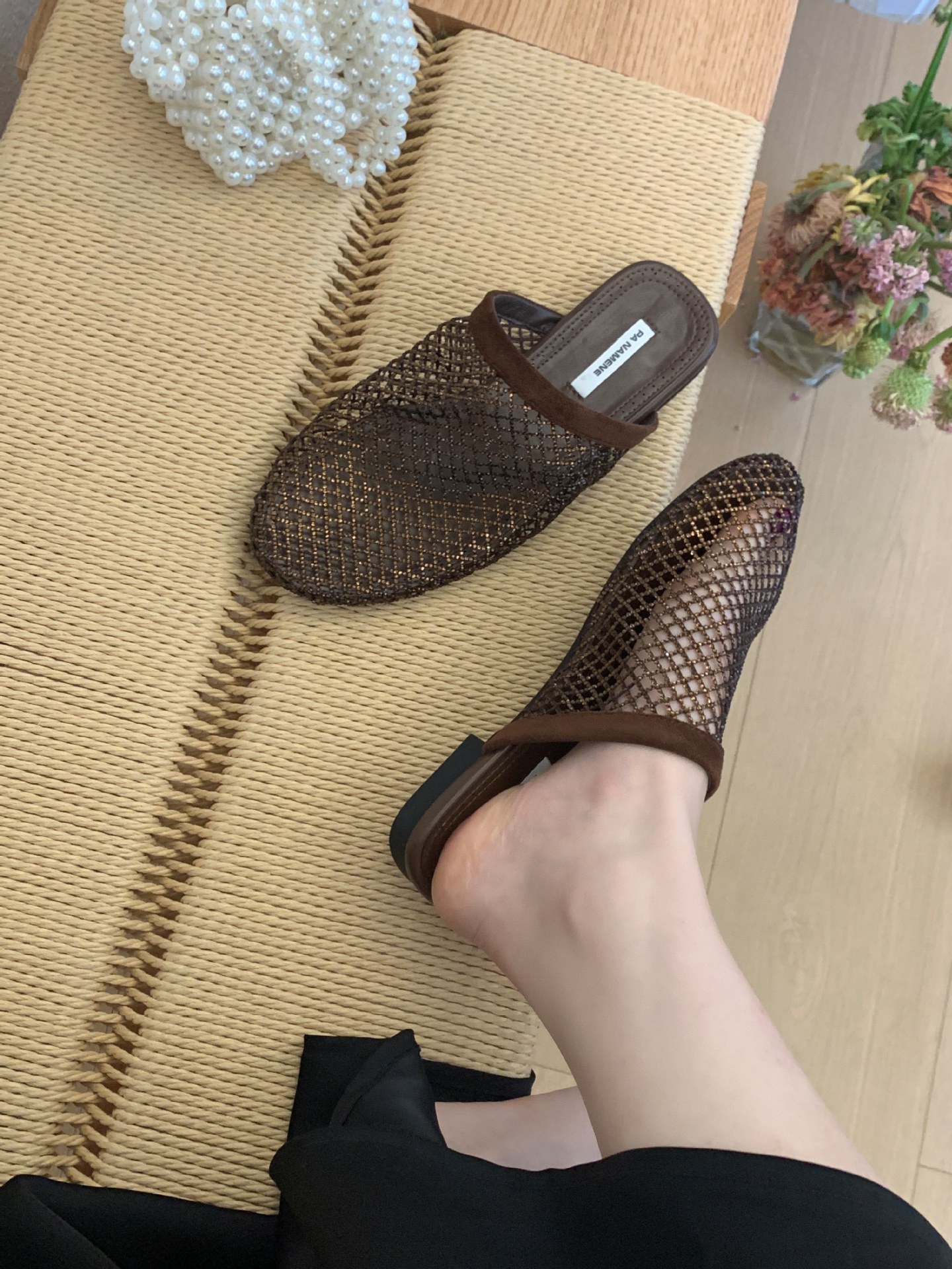 閃耀水鑽網紗包頭穆勒拖鞋14