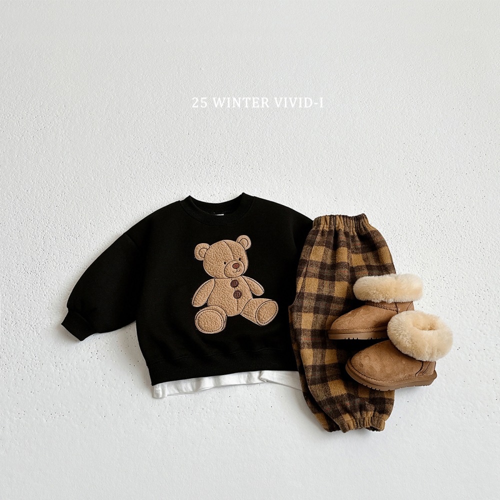 vivid11｜(78cm-125cm) 法蘭絨格紋縮口褲