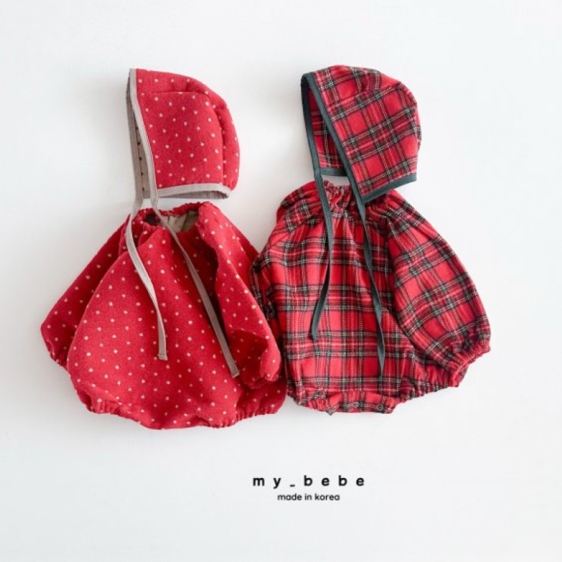 my_bebe52｜(-6m-18m-)  喜氣紅色包屁衣(含帽子）