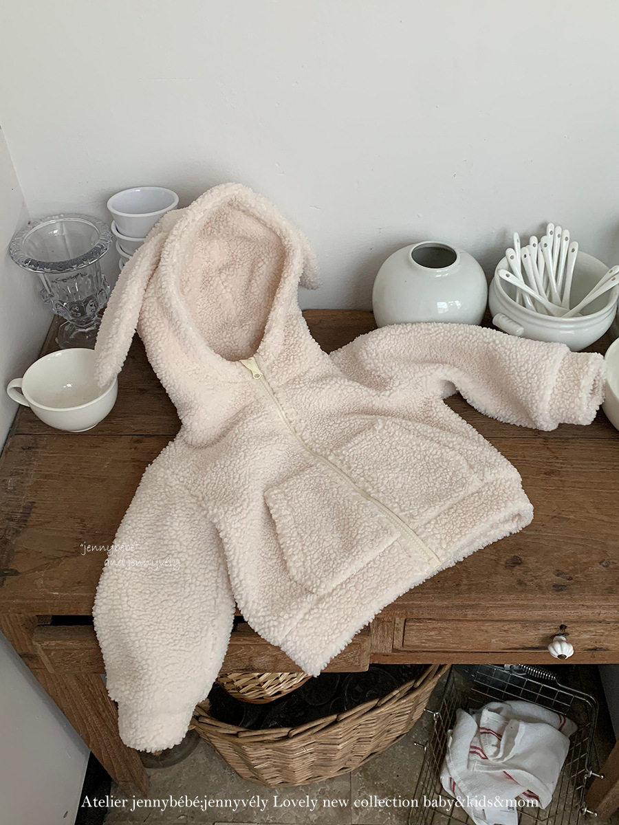 JE 655｜(80-110cm)  兔耳羊羔毛外套
