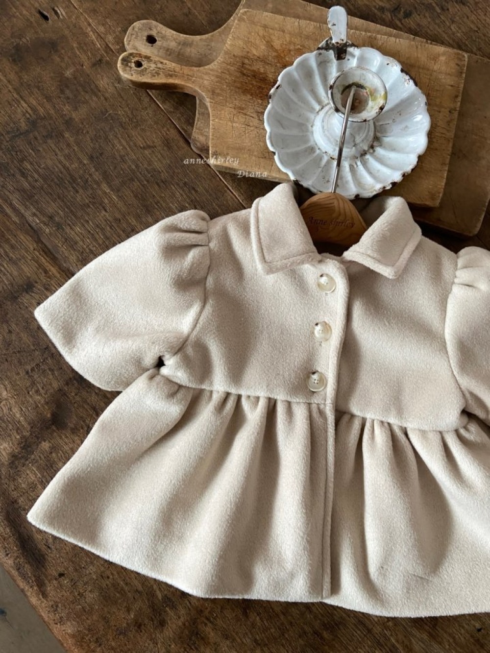 Anne Shirley27｜(3m-22m) 1色法式簡約短袖大衣外套