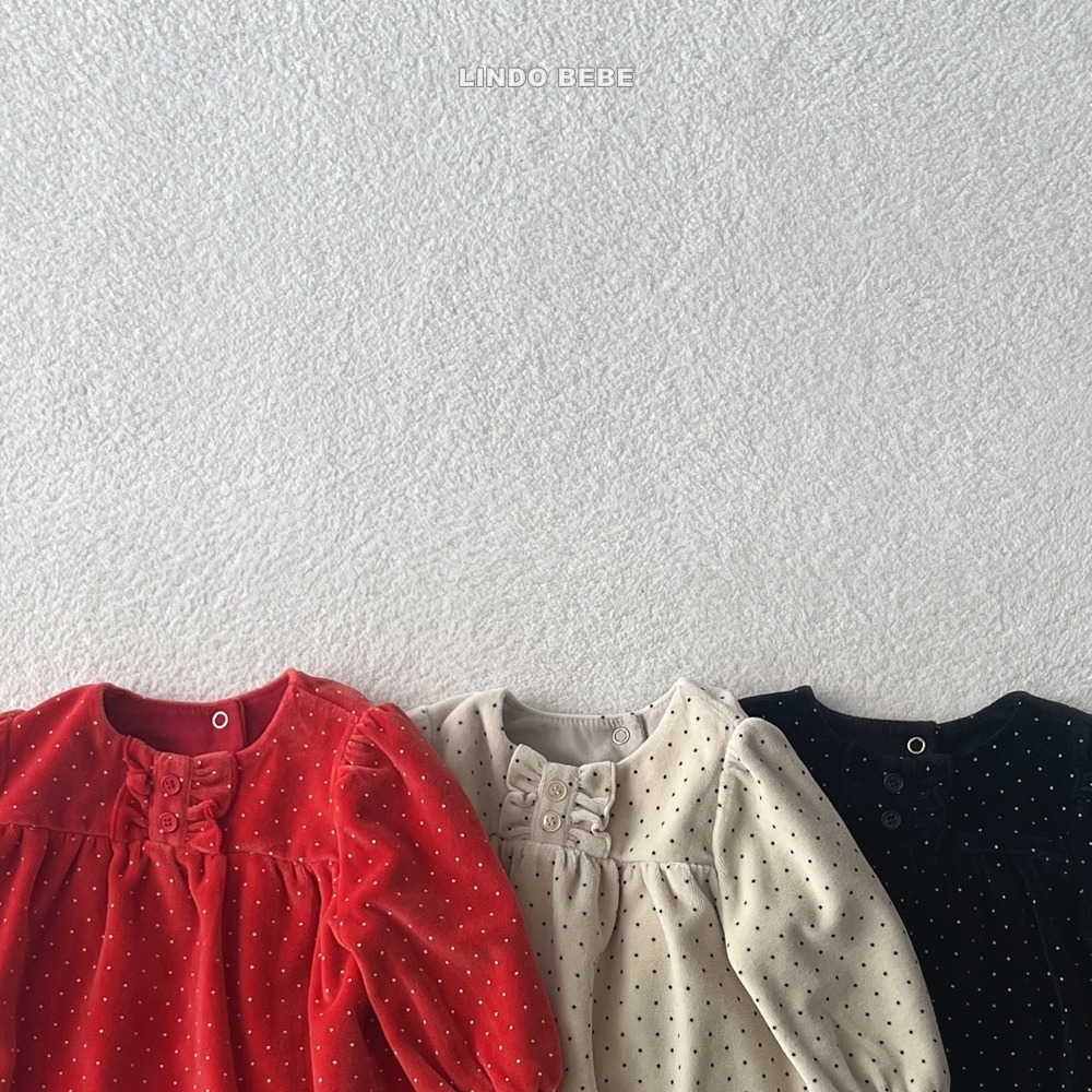 Lindo26｜(3m-18m) 波點絲絨洋裝