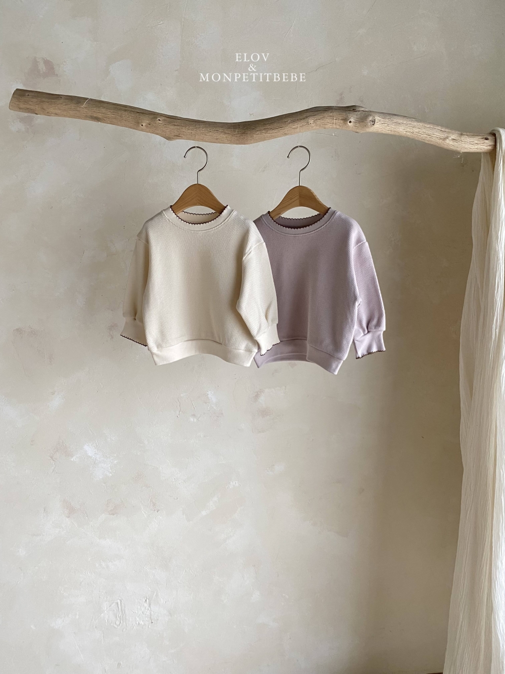 Monpetitbebe09｜(70-110cm) 滾邊壓紋上衣