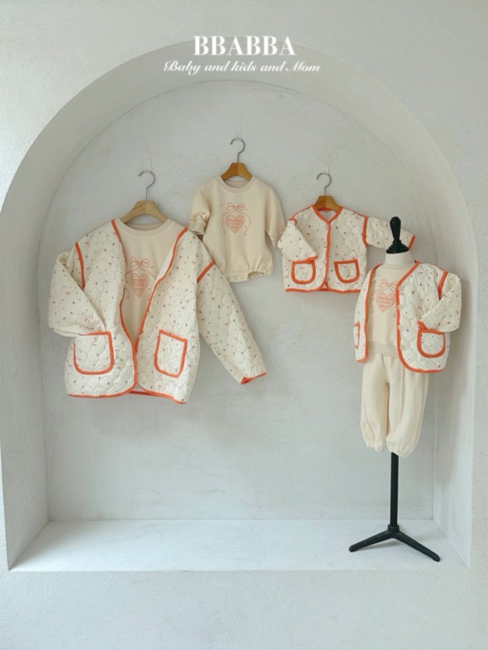 BBABBA23｜(60cm-120cm-mom)  2色蝴蝶結碎花外套