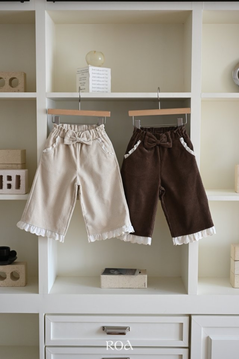 ROA27｜(80cm-120cm) 2色蝴蝶結直筒長褲