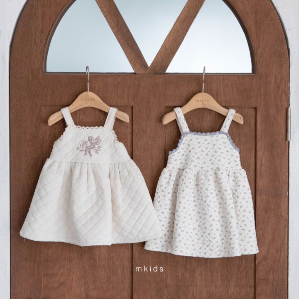 M-KIDS23｜(65-115cm) 2色絎縫蕾絲滾邊洋裝