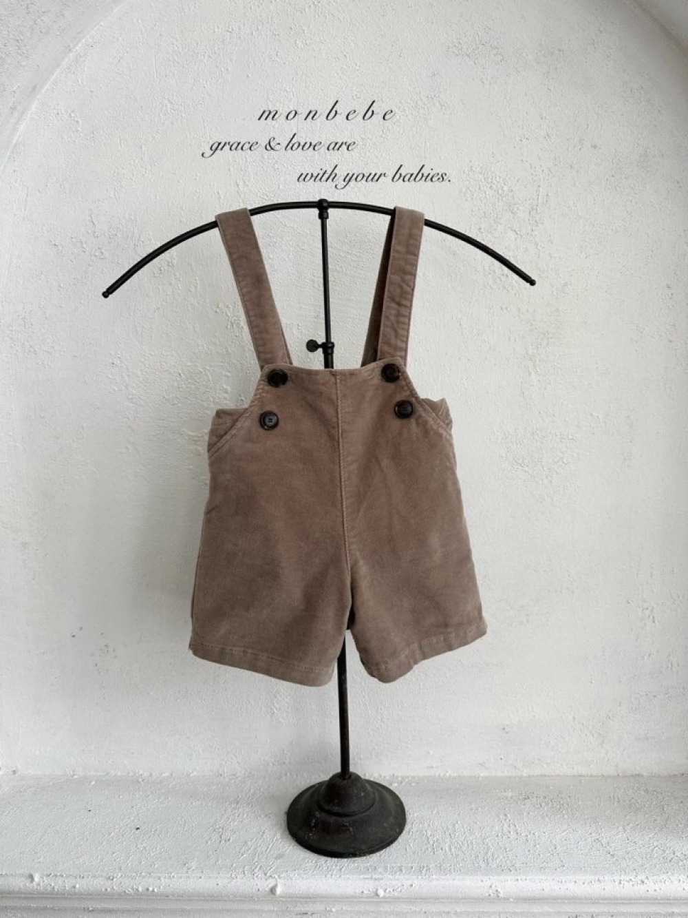 MONBEBE29｜(1y-8y) 法式燈芯絨吊帶褲
