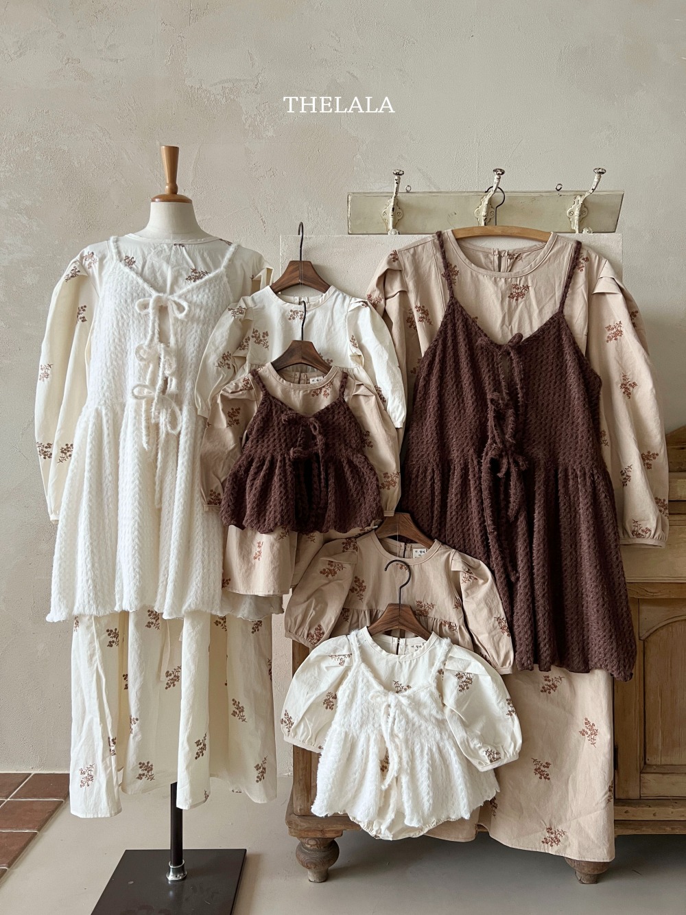 thelala29｜ (1y-6y-mom) 毛呢細肩綁帶背心