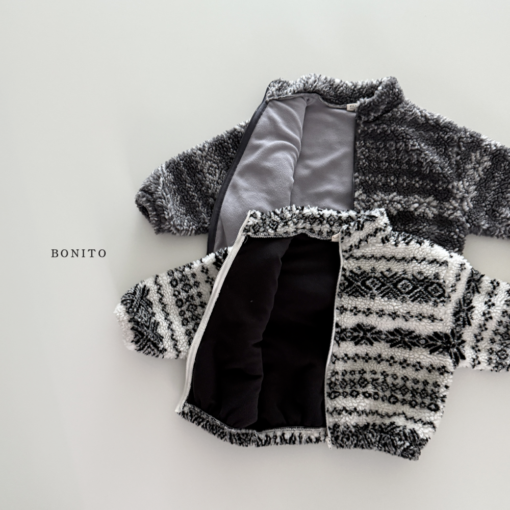 Bonito45｜(75cm-125cm) 雪花刷毛拉鍊外套
