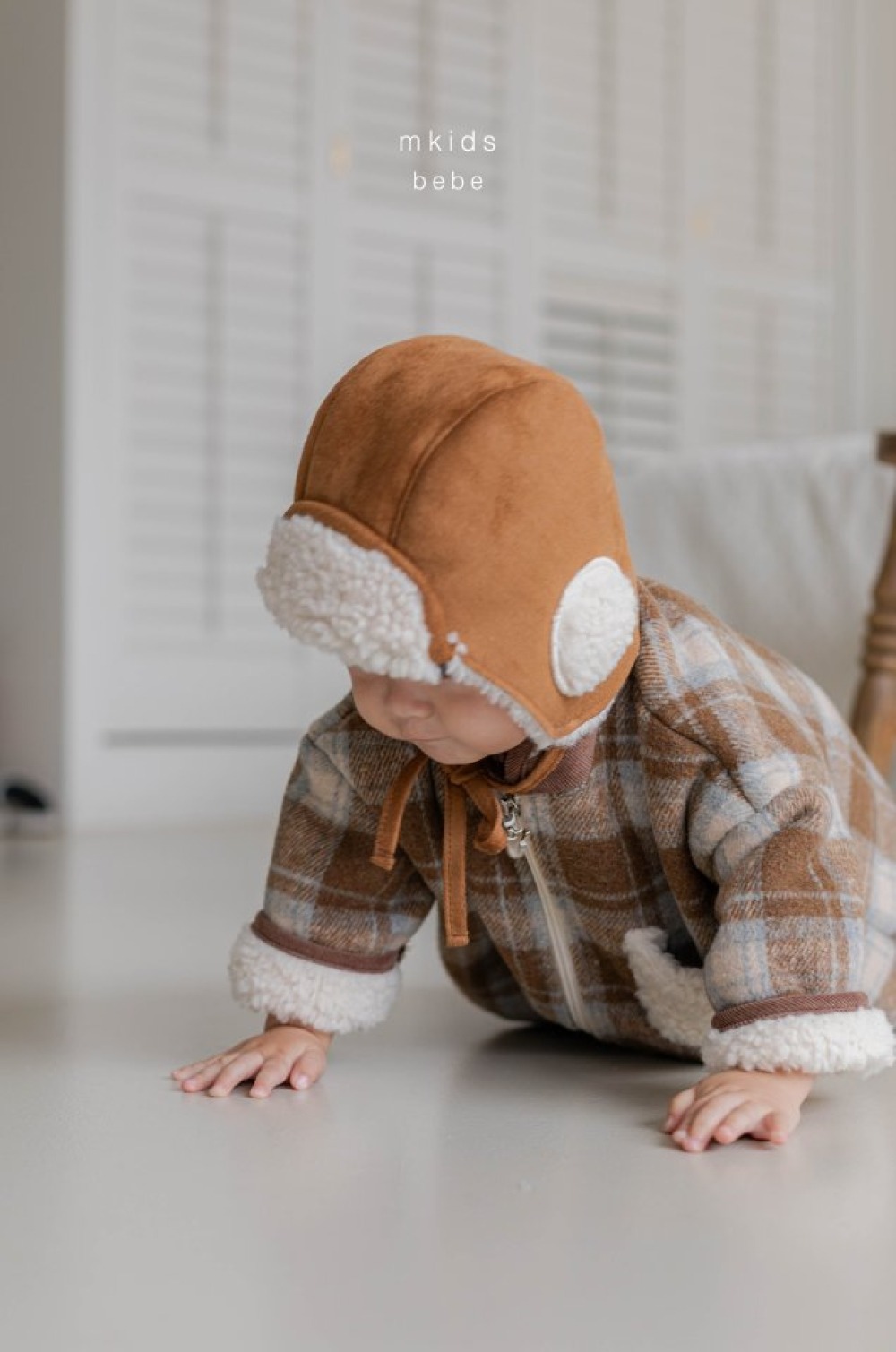 M-KIDS17｜(55-85cm) 1色保暖刷毛飛行綁帶帽