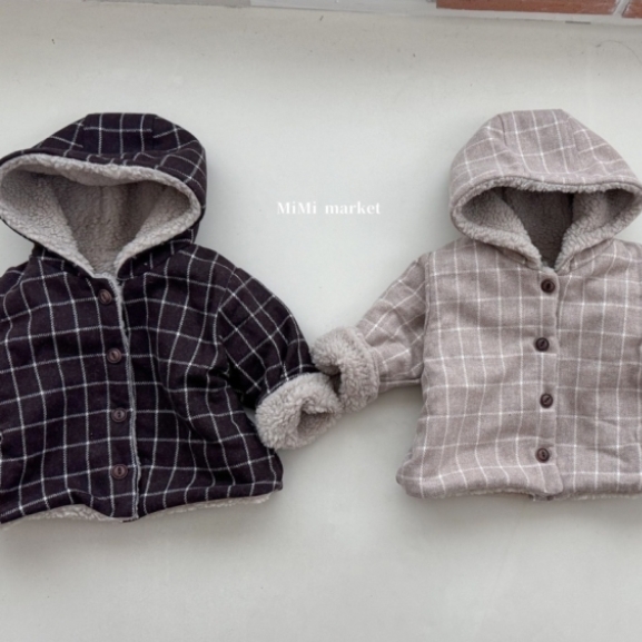 mimi market08 (65-85cm)  格子鈕扣外套