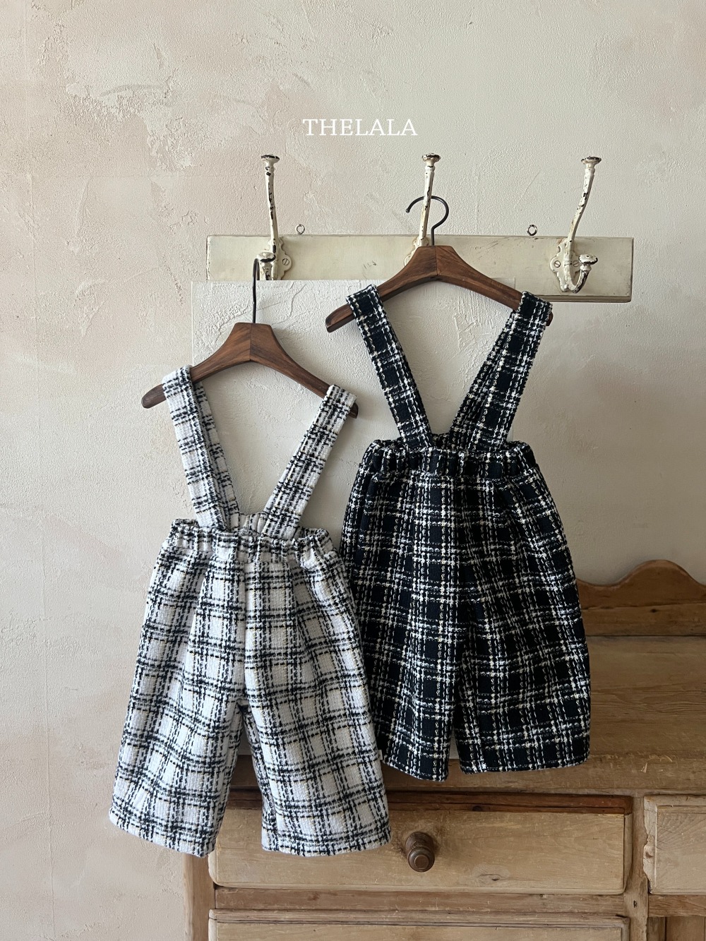 thelala24｜ (1y-6y) 英倫格紋吊帶褲