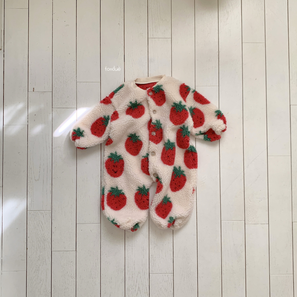 Fondue 29｜(65cm-75cm)  草莓絨毛連身衣