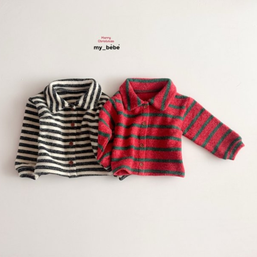 my_bebe55｜(-6m-18m-)  條紋立領外套