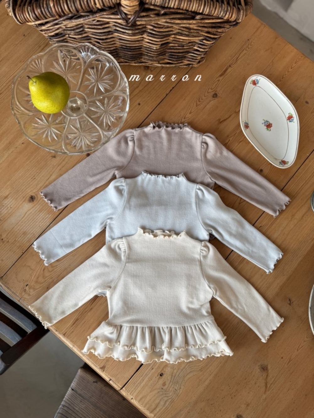 Marron 04｜(1y-6y) 荷葉裙擺捲邊上衣