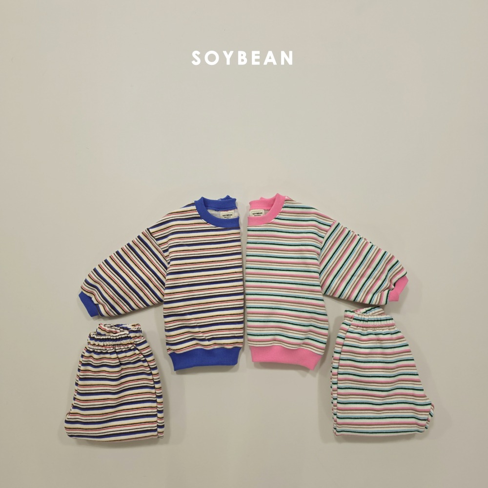 Soybean64｜(75cm-118cm) 條紋撞色休閒套裝