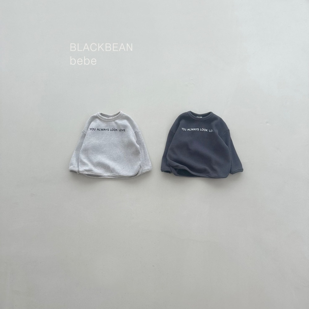 BLACK BEAN25｜(3m-18m) 簡約英字華夫格上衣
