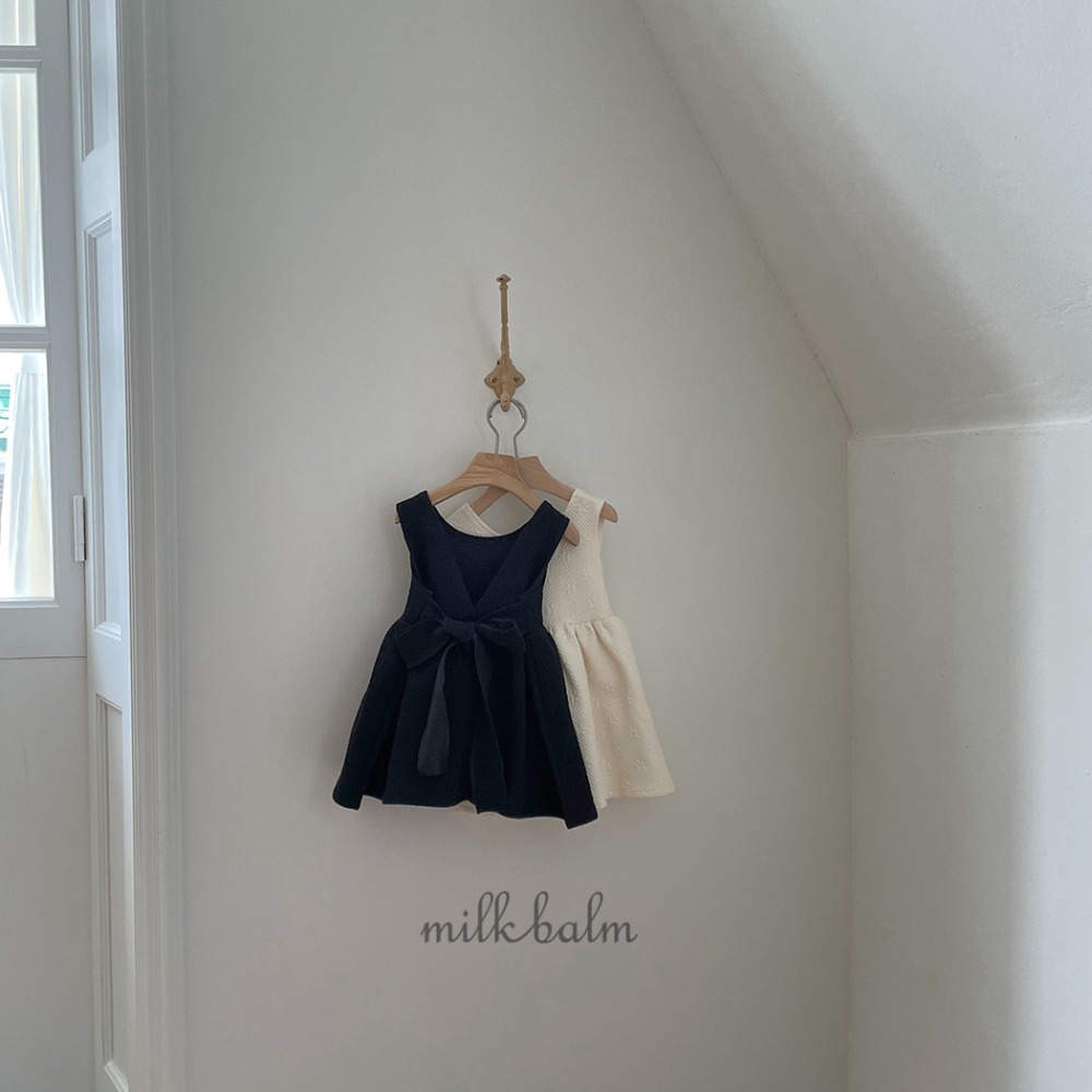Milk Balm24｜(1-7y) 2色刺繡緹花洋裝