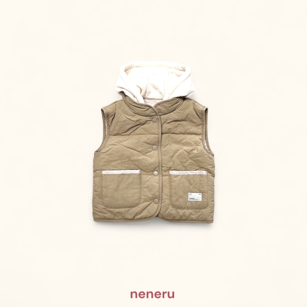 neneru35｜(85cm-125cm) 1色絎縫口袋連帽背心