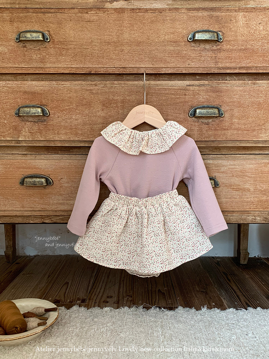 JE590｜(73cm-100cm) 碎花翻領兩件式上衣包屁裙