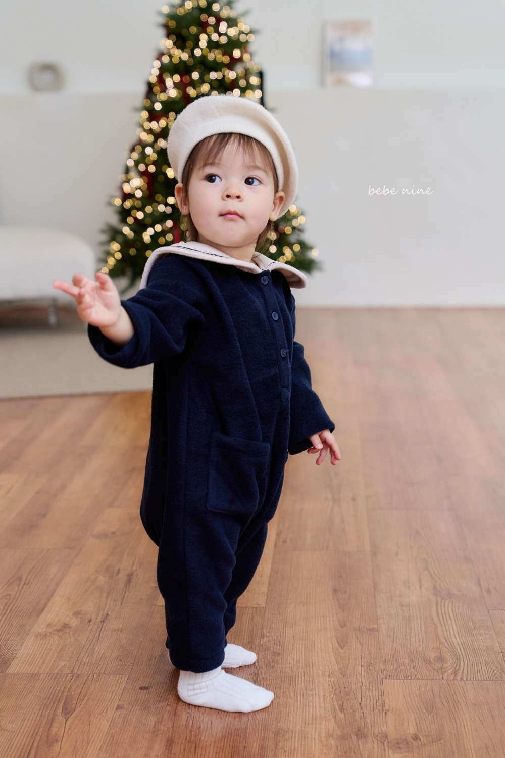 bebe nine13 (55cm-75cm) 2色水手領連身衣