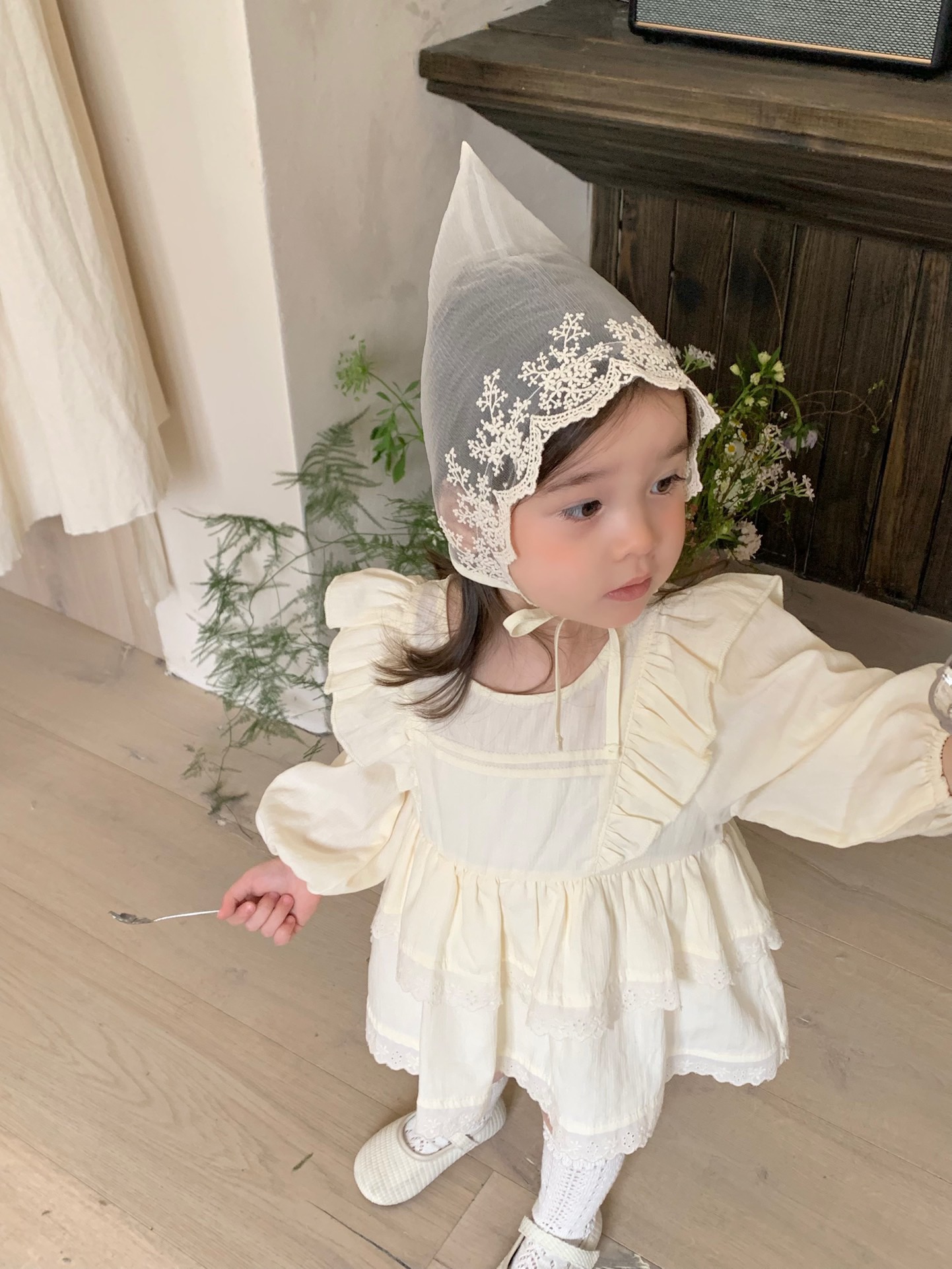 jenny bébé｜(66-90cm) 棉質飛袖蛋糕裙包屁衣