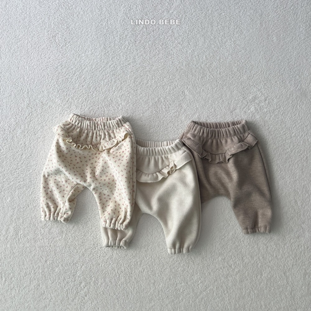 Lindo20｜(3m-18m) 荷葉摺邊縮口褲