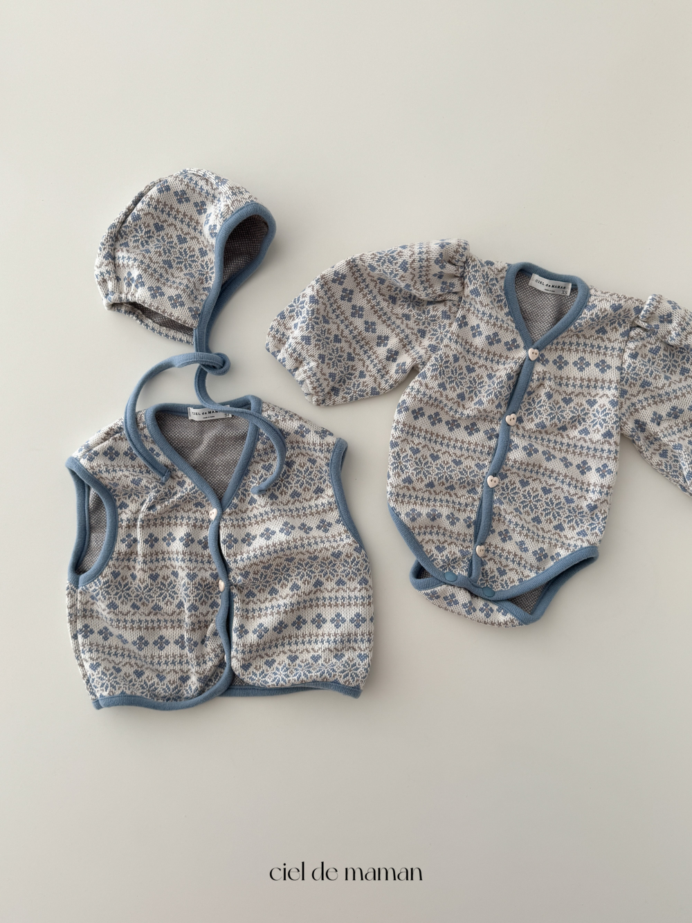 Cieldemaman11｜(3M~15M)  2色雪花針織包屁衣