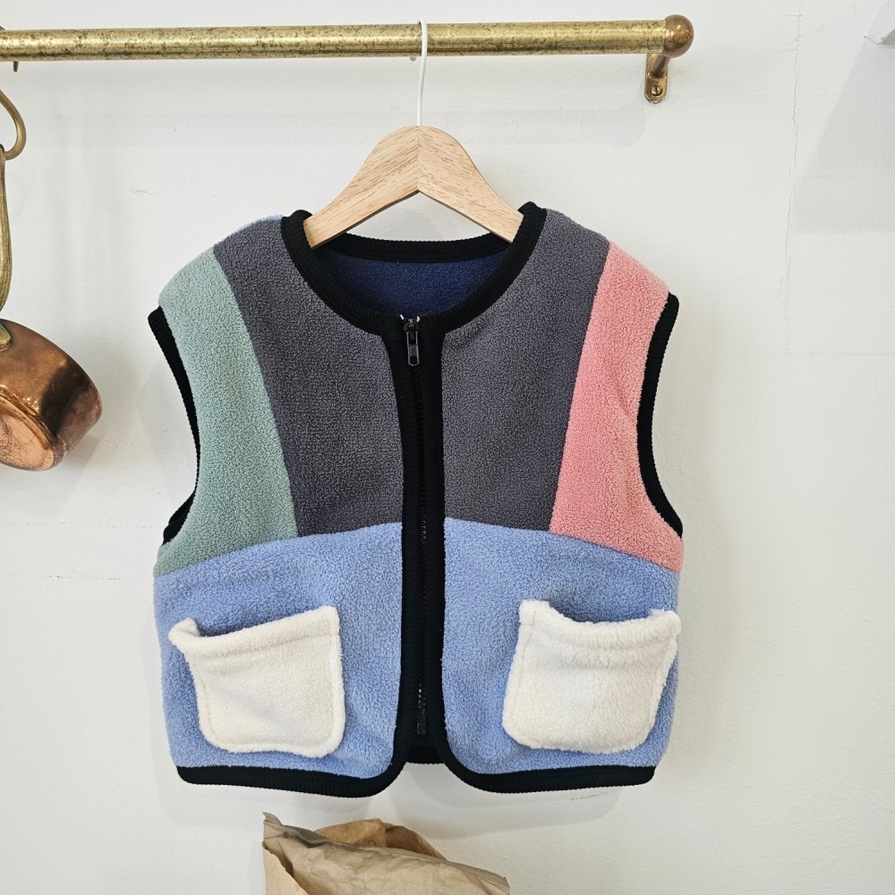 1st blue 14｜(80-118cm) 1色棉花糖刷毛背心