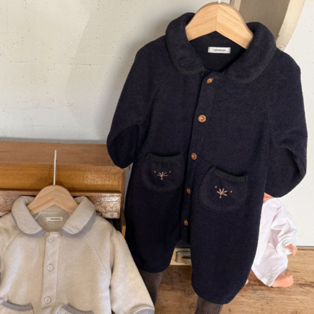 BANANAJ13｜(3m-18m)  簡約翻領小口袋連身服