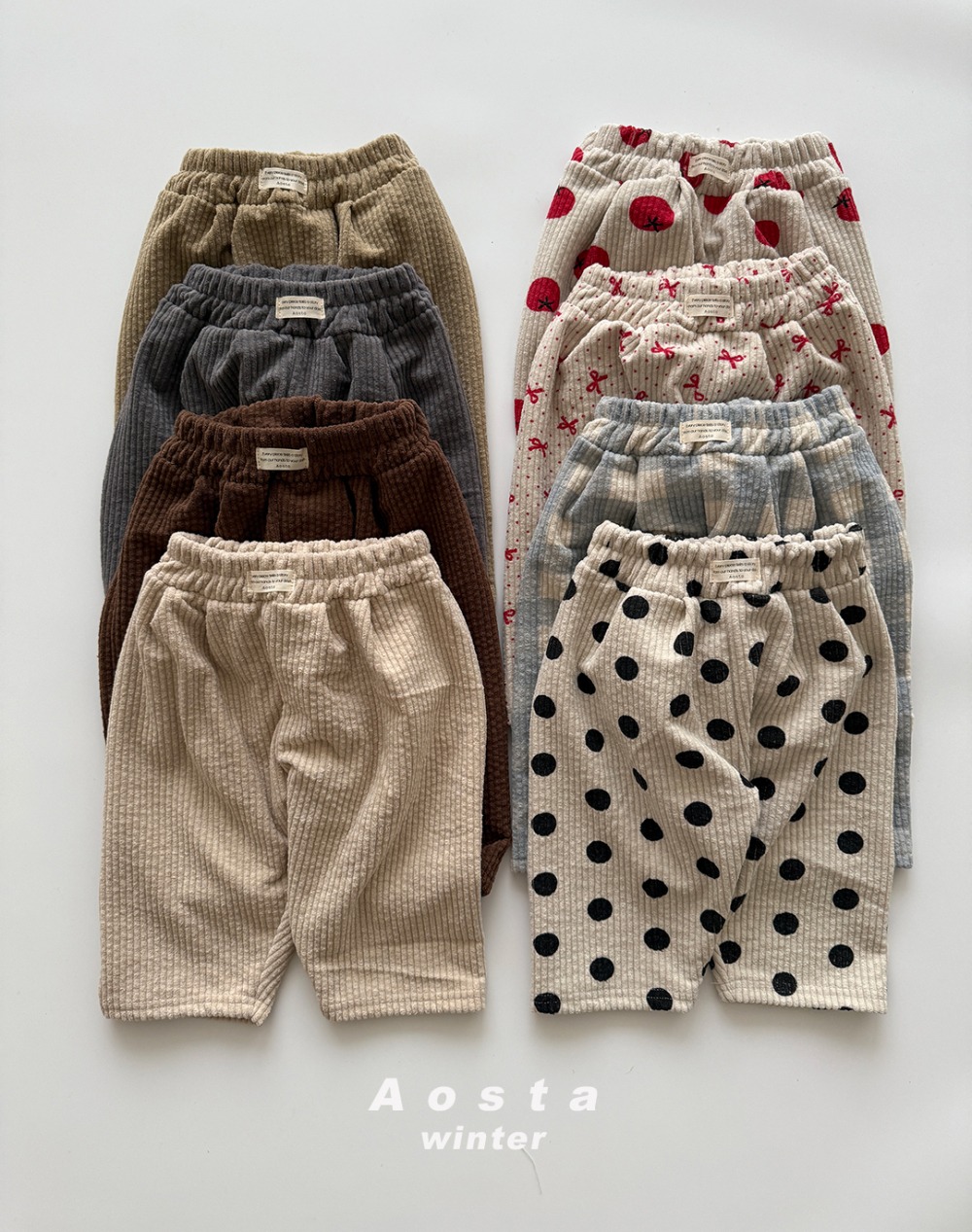 AOSTA51｜(6m-5y) 經典燈芯絨印花長褲