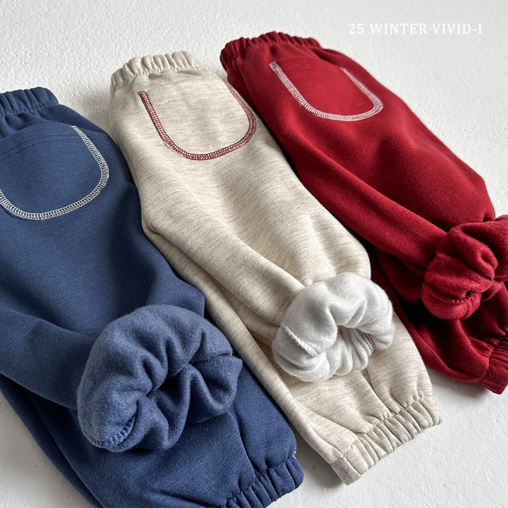 vivid07｜(78cm-125cm) 口袋素面縮口褲