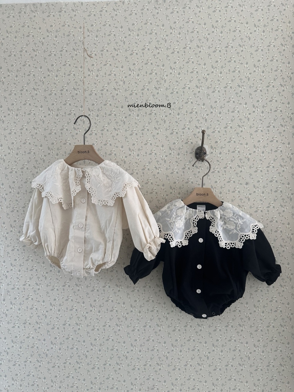 Bloom.b21｜(3m-24m) 蕾絲花領包屁衣