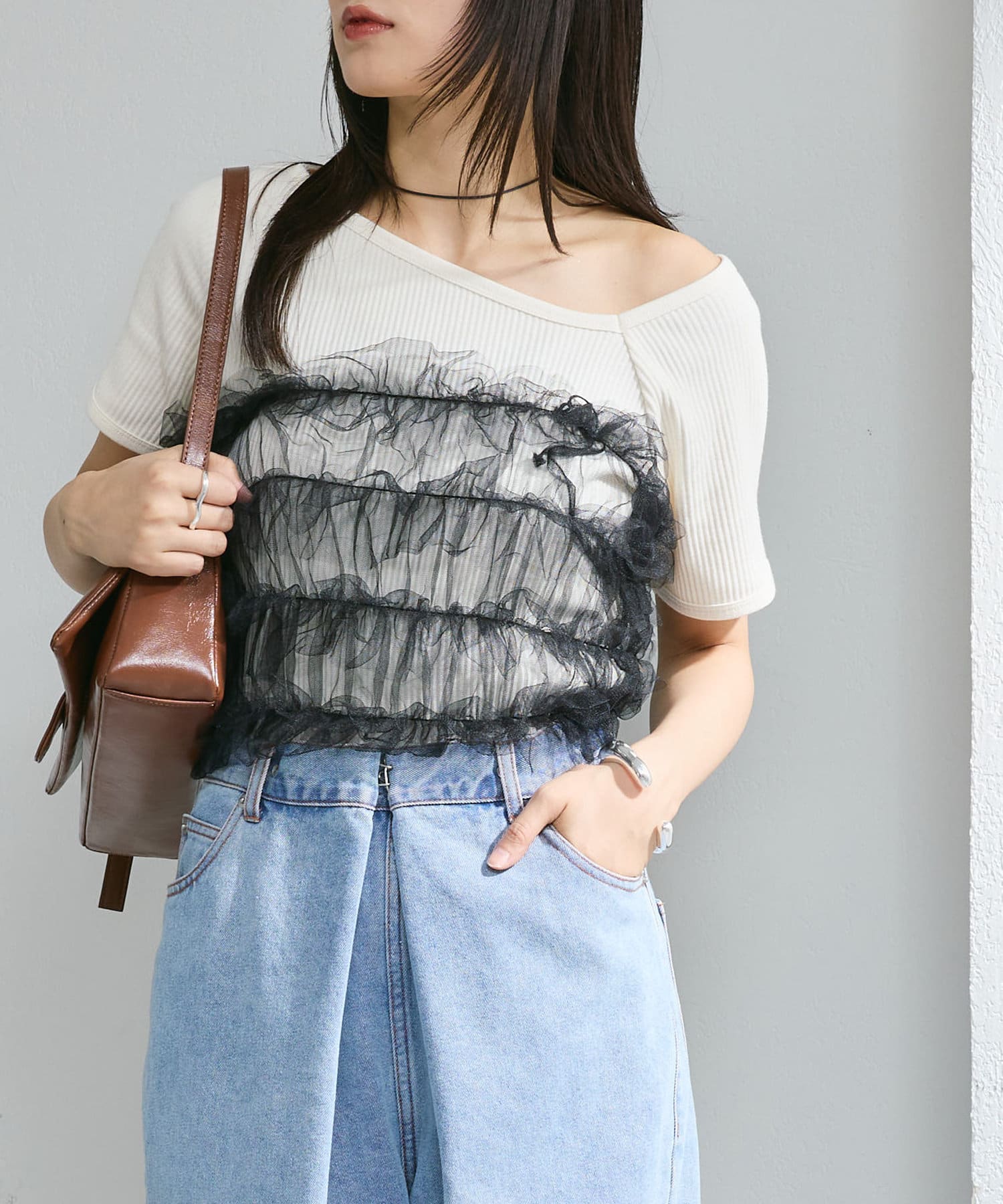 kastane帶繩薄紗胸衣(可拆繩)