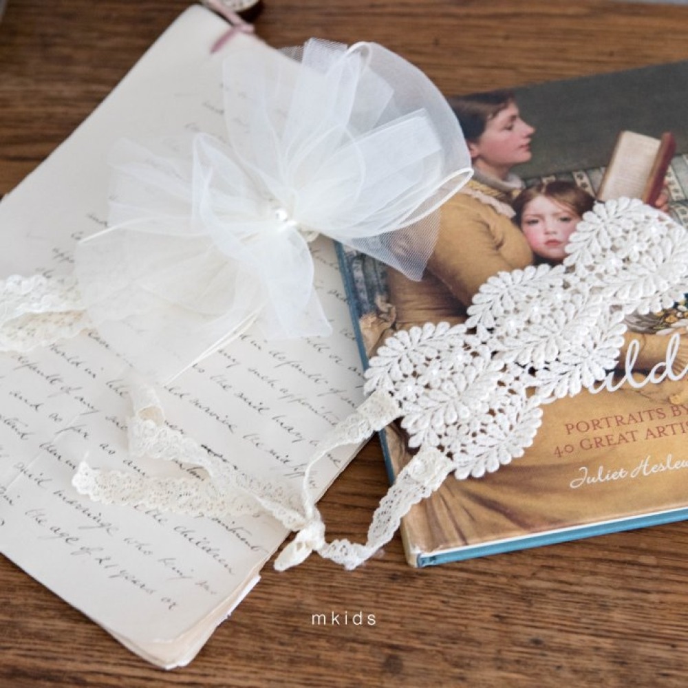 M-KIDS14|(55-95cm) 2色蝴蝶薄紗髮帶/珍珠圖騰髮帶6