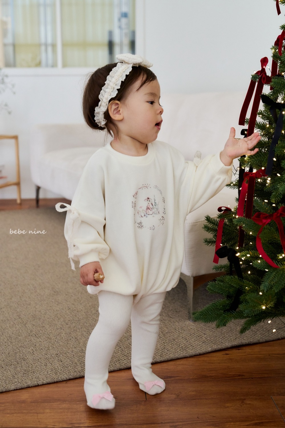 bebe nine21 (65cm-75cm) 3色蝴蝶結緞帶褲襪