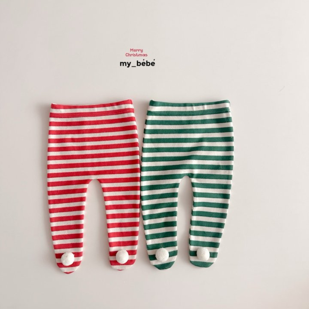 my_bebe51｜(-6m-12m-)  條紋襪套內搭褲