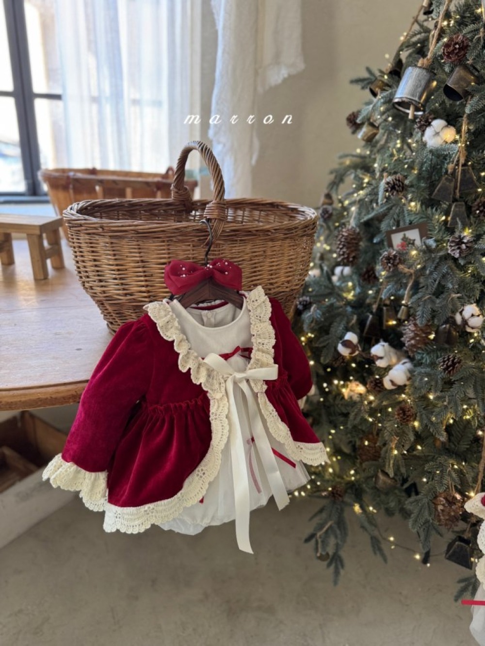 Marron 67｜(1y-6y) 聖誕紅開襟綁帶外套