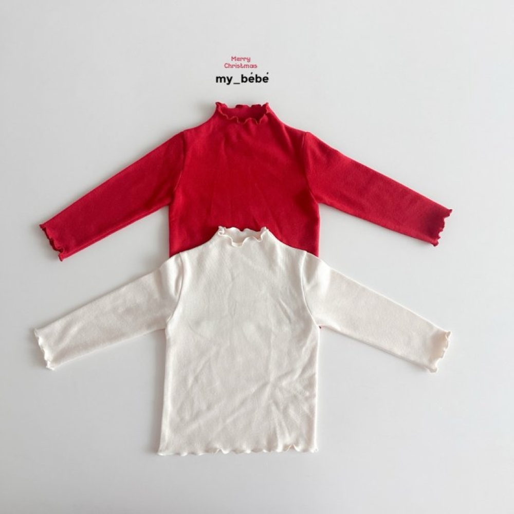 my_bebe53｜(-6m-18m-)  木耳邊高領上衣