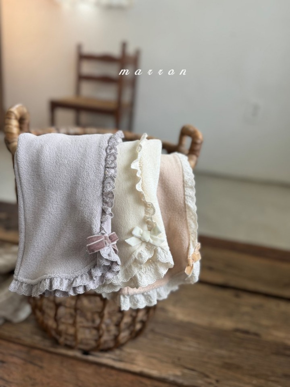 Marron 22｜(1y-6y) 刷毛蕾絲花邊長褲