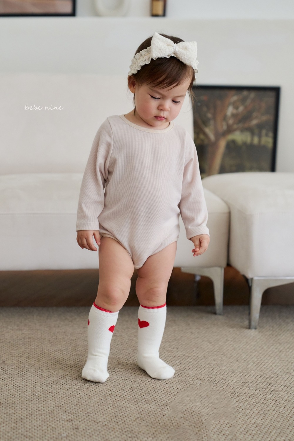 bebe nine19 (65cm-75cm) 2色滾邊素面包屁衣