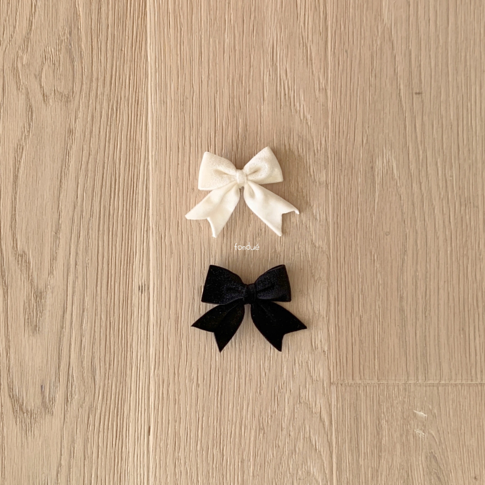 Fondue 42｜(Free)  天鵝絨蝴蝶結髮夾2色組