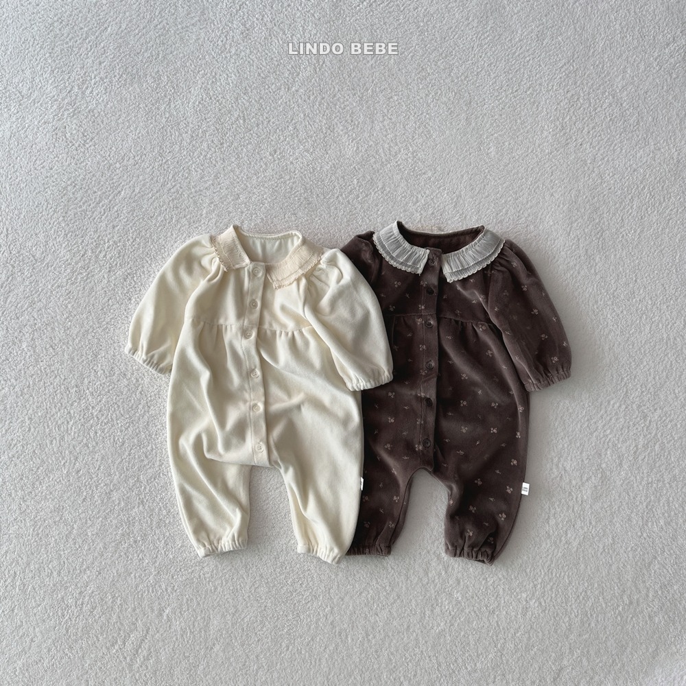 Lindo10｜(3m-18m) 絲絨滾邊領連身衣