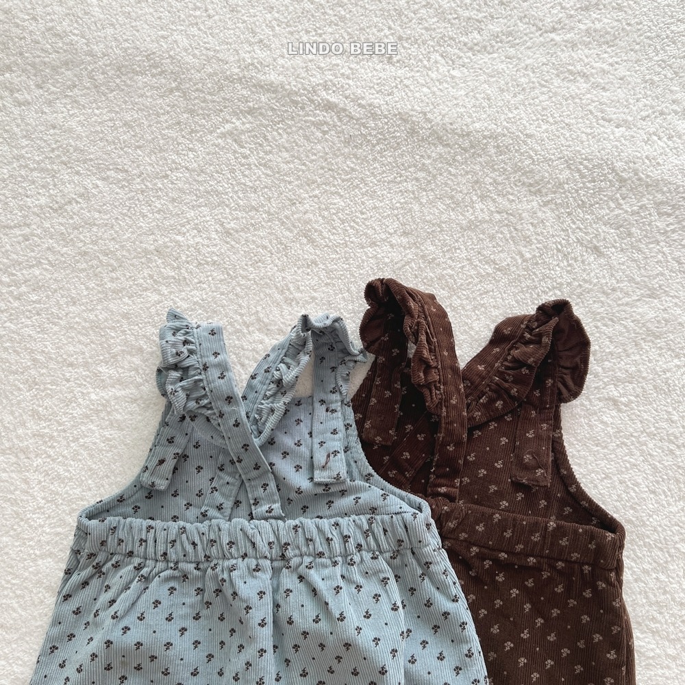 Lindo21｜(3m-18m) 荷葉摺邊吊帶連身扣