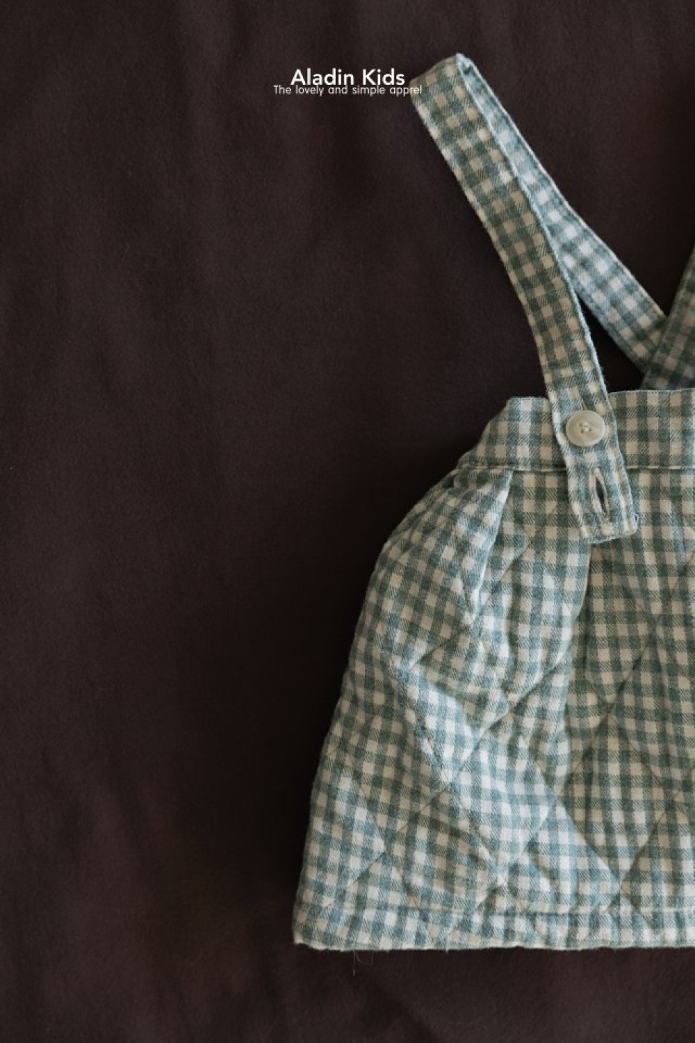 ALADIN18｜(75cm-114cm) 絎縫格紋藍吊帶裙