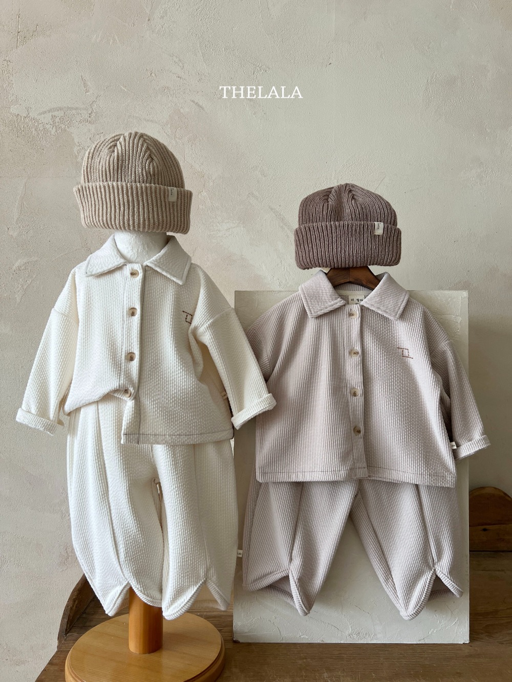 thelala19｜ (1y-6y) 簡約logo坑條襯衫