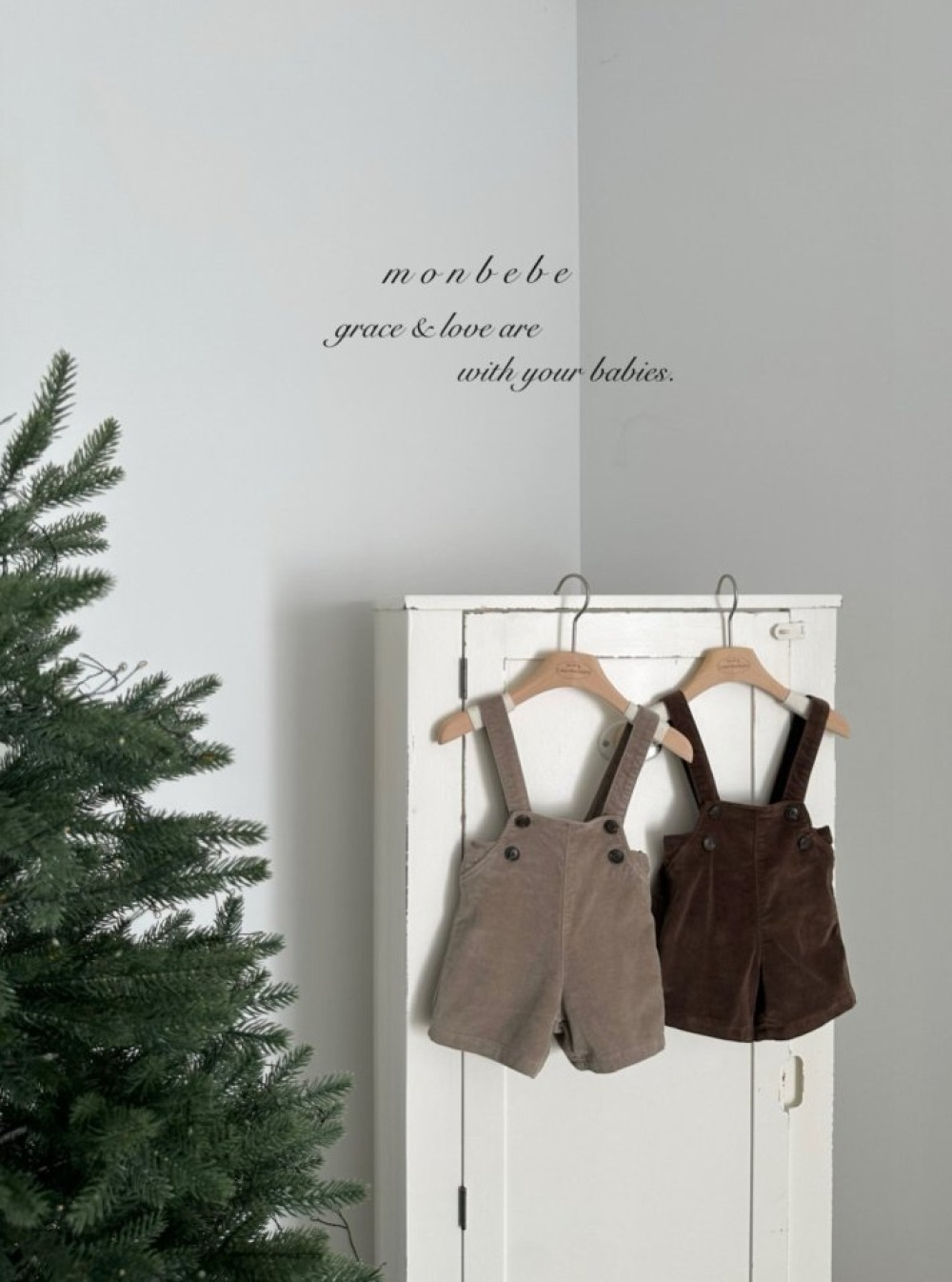 MONBEBE29｜(1y-8y) 法式燈芯絨吊帶褲