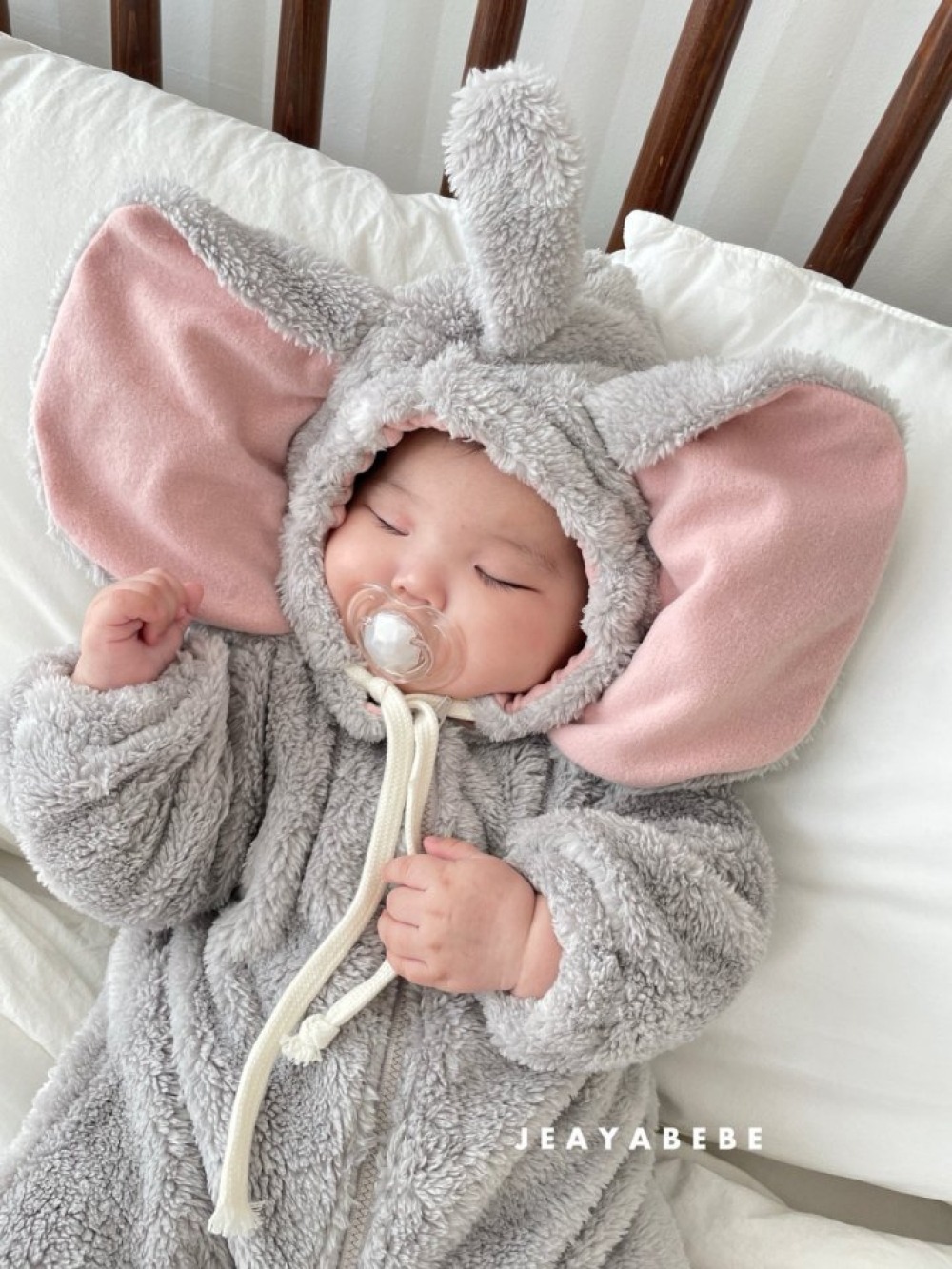 JEAYA01｜(3m-12m) 2色暖暖小飛象刷毛連身衣