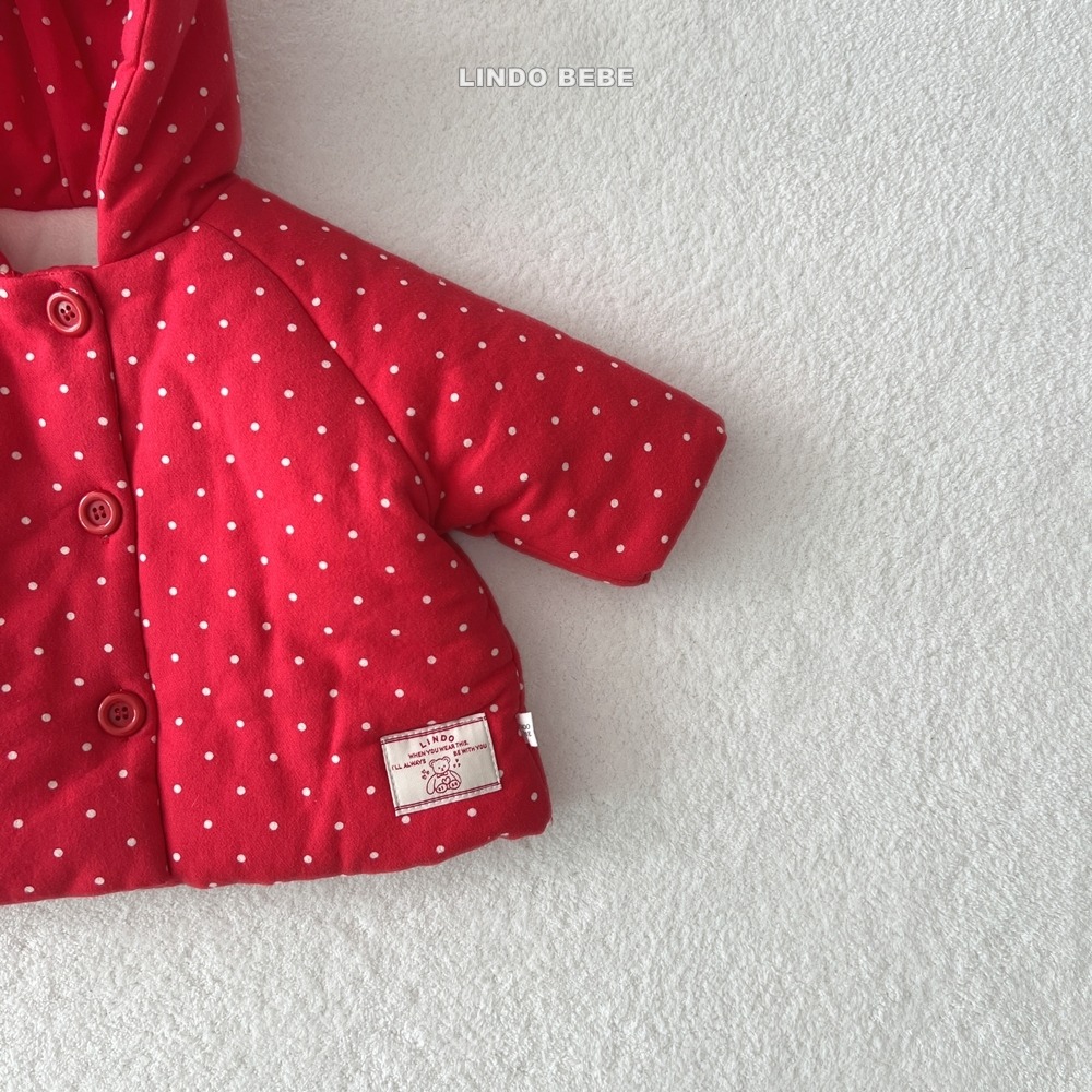 Lindo27｜(3m-18m) 精靈連帽波點夾層棉外套